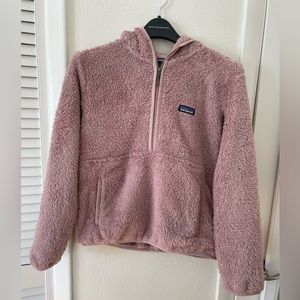 Patagonia fuzzy pink half-zip hoodie in women’s small size